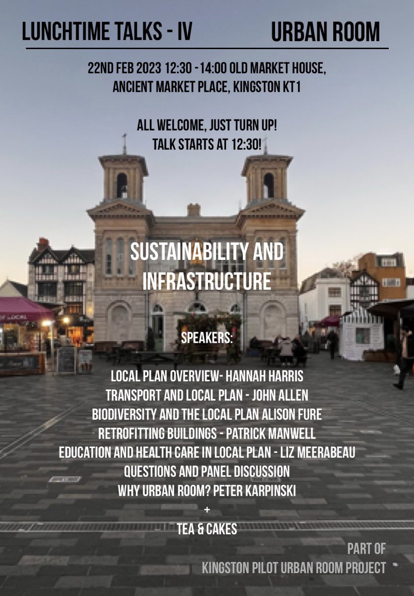 Our final event is this Wednesday - 22nd Feb 12:30 - 14:00. Come and find out what this is all about. No membership required. #oldmarkethouse #kingston <a href="/RBKingston/">Kingston Council</a> #KingstonUrbanRoom