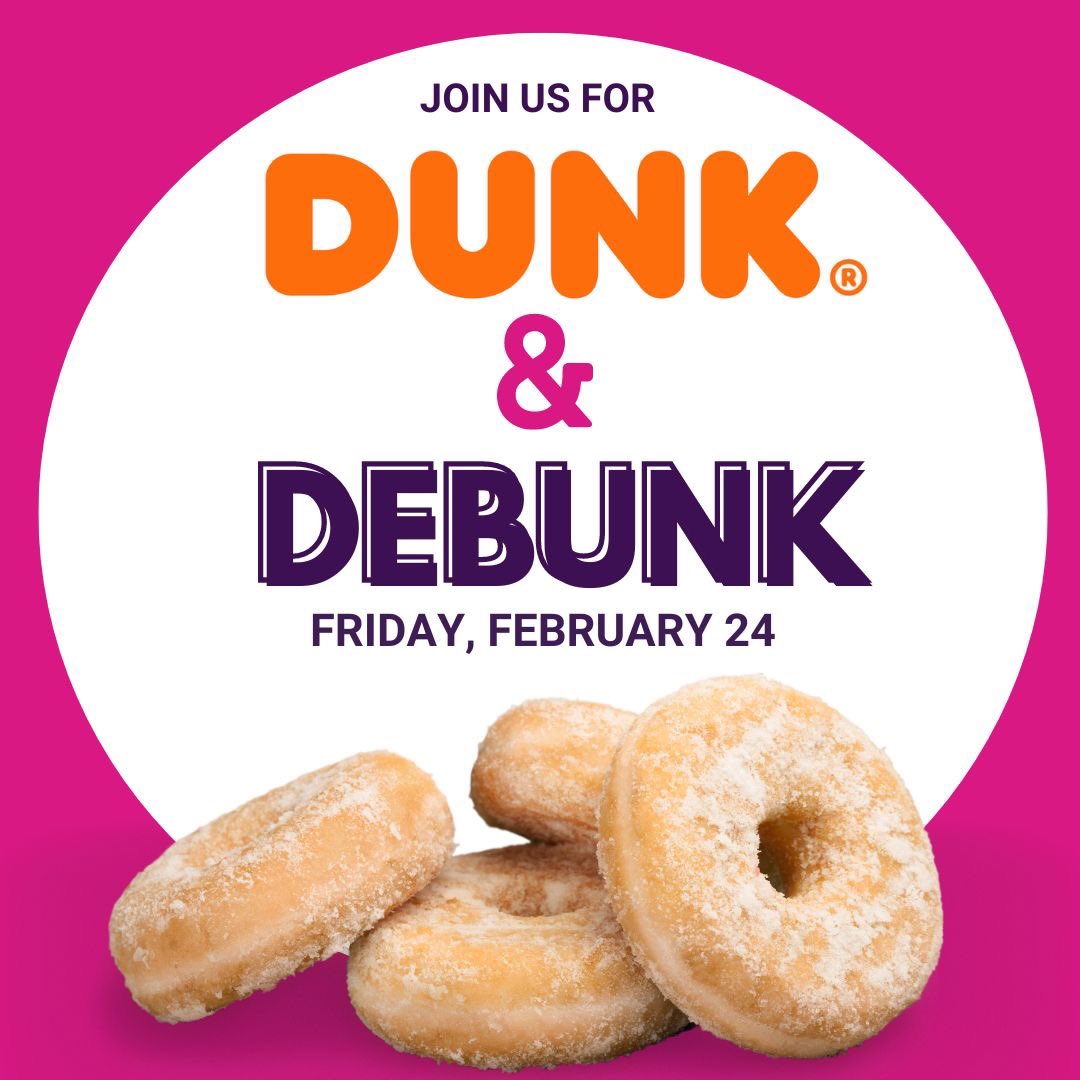 Think you can outsmart #fakenews? Join us this Friday, Feb. 24 for Dunk & Debunk! Using the @NewsLitProject Informable app, test your knowledge to win a free @dunkindonuts donut! We’ll be stationed along Milledge Ave. from 10 am until donuts are gone! See you there!  #getdebunked