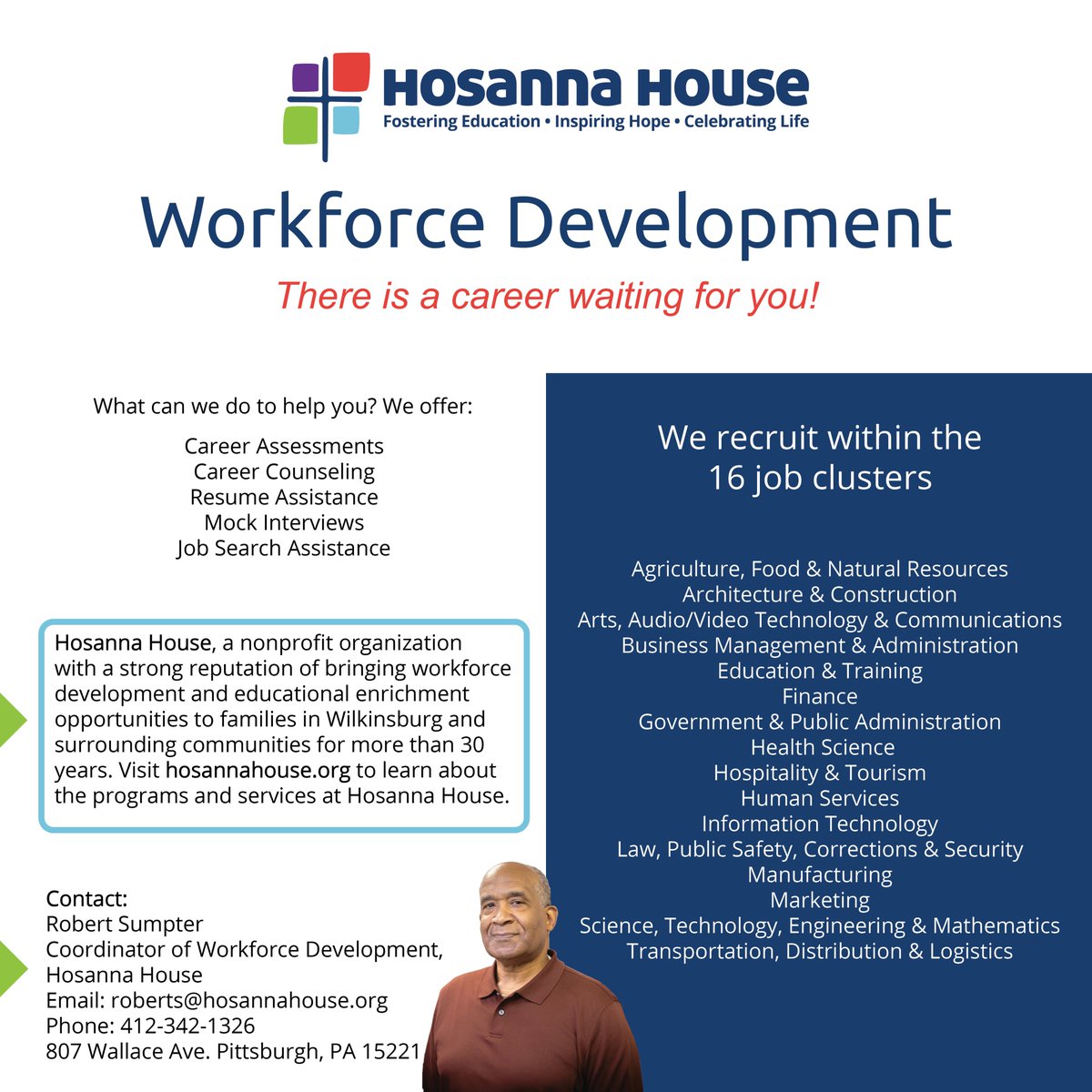 Learn more about jobs and career opportunities from our Workforce Development Team. 
#careeropportunities #Jobs #workforcedevelopment #findyournextcareer #careerassesments #careercounseling #resumeassistance #mockinterviews #jobsearchassistance