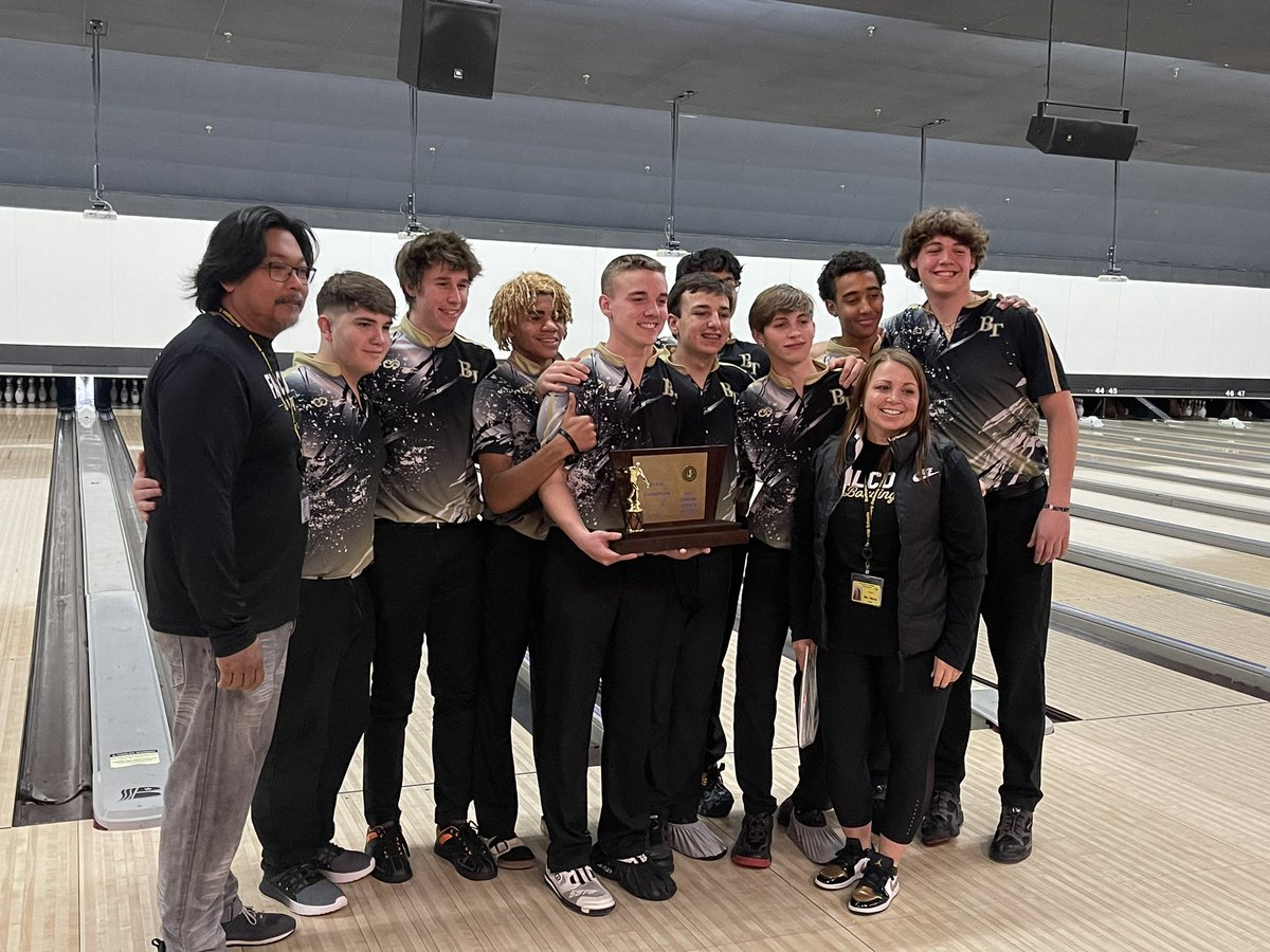 bthsbowling's tweet photo. We did it!  Group 2 STATE CHAMPS! #lastonebestone https://t.co/BQEfwvj35x