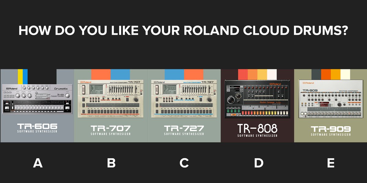 TheRolandCloud's tweet photo. It's E vibes for us today. What are you making beats with? 🥁
#roland #rolanddrums #beatmaker #tr808 #tr909 #tr707 #tr606 #tr727 #rolandcloud #drummachine #drummer #musicproducer #rolandvst https://t.co/GUdzTS0SnK