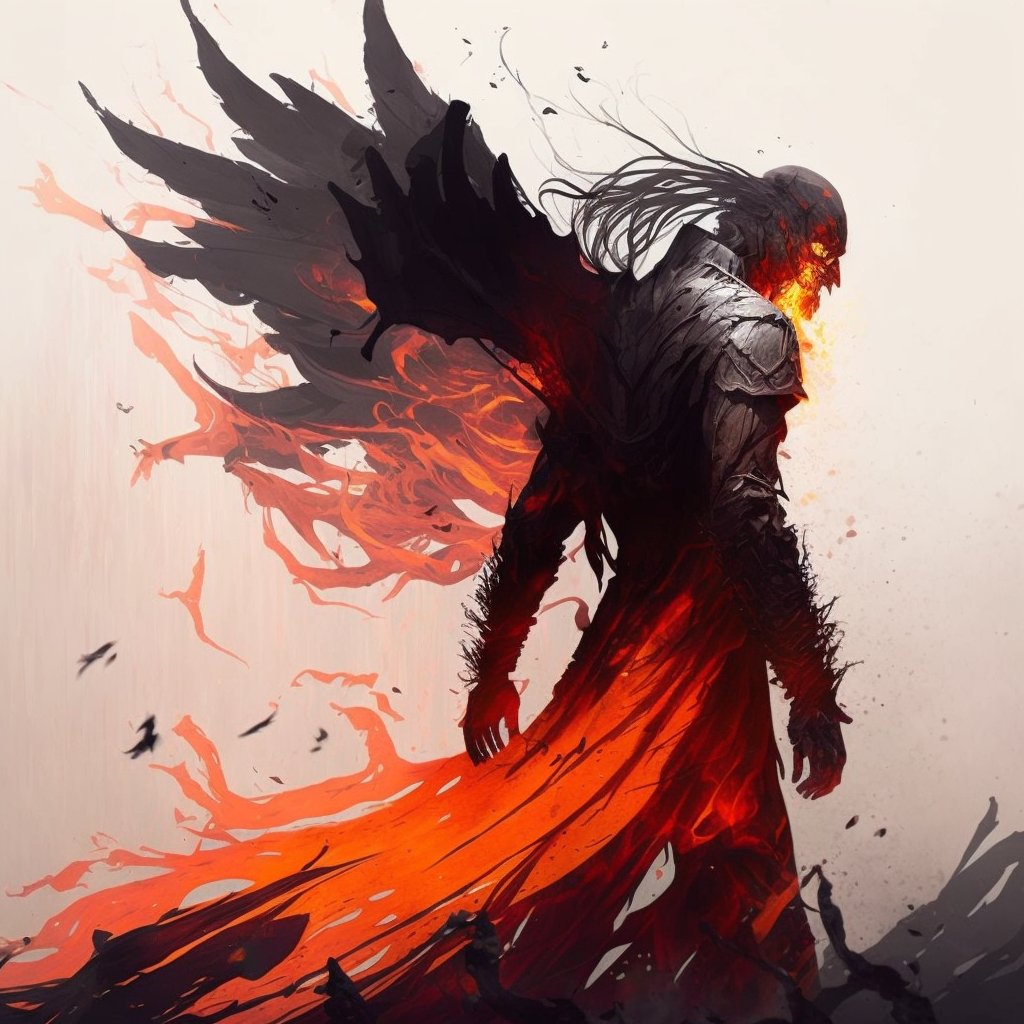 mypron's tweet photo. @JazzaStudios 
A dark human like form inside a giant moving shadow they have a fiery streaming mane down their back which has bat like smokey wings a burning whip in one hand and a flame like sword in the other smoke comes from their skin, in the style of a marker sketch https://t.co/WLZaSBOyZM
