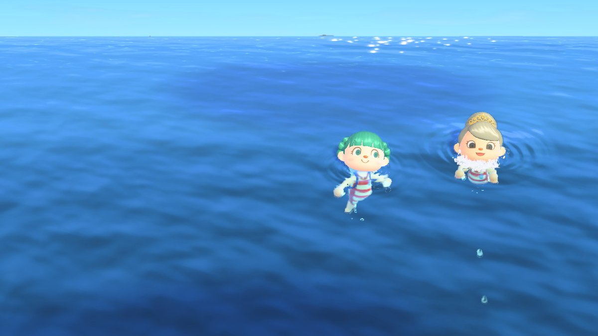 phoebecrossin's tweet photo. swimming with @ninebuntot  #AnimalCrossing #ACNH https://t.co/7n3bPtAnlF