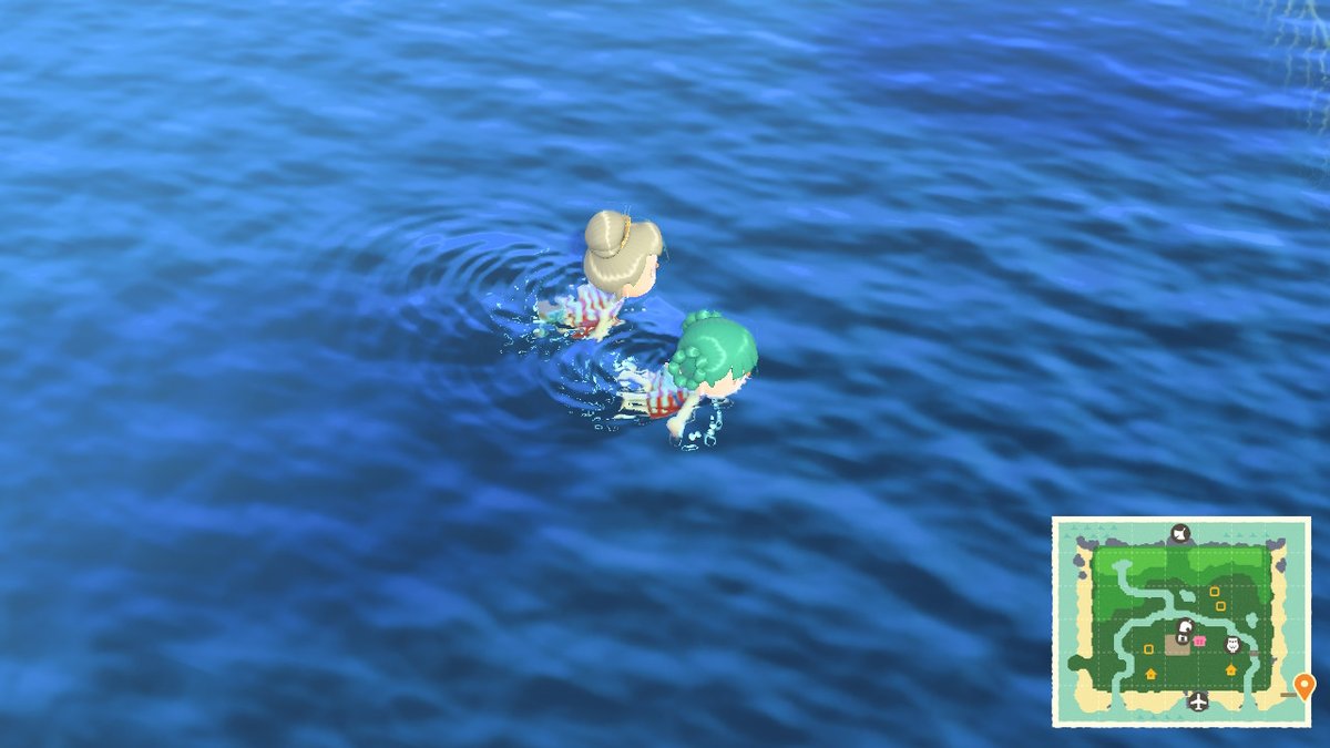 phoebecrossin's tweet photo. swimming with @ninebuntot  #AnimalCrossing #ACNH https://t.co/7n3bPtAnlF
