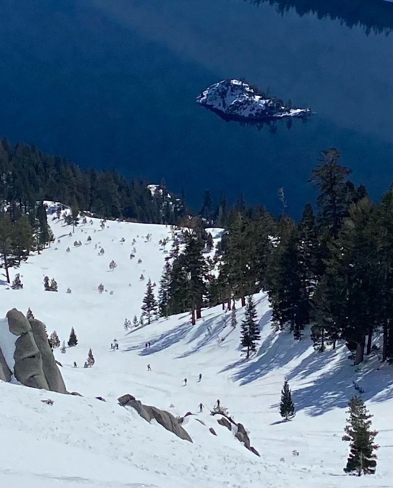 My happy place! Anyone that's ever been to Emerald Bay at Lake Tahoe I'm on the top of the highest mountain surrounding the bay... 9200 ft above sea level on the northeast Peak right now. Not too far from heaven!