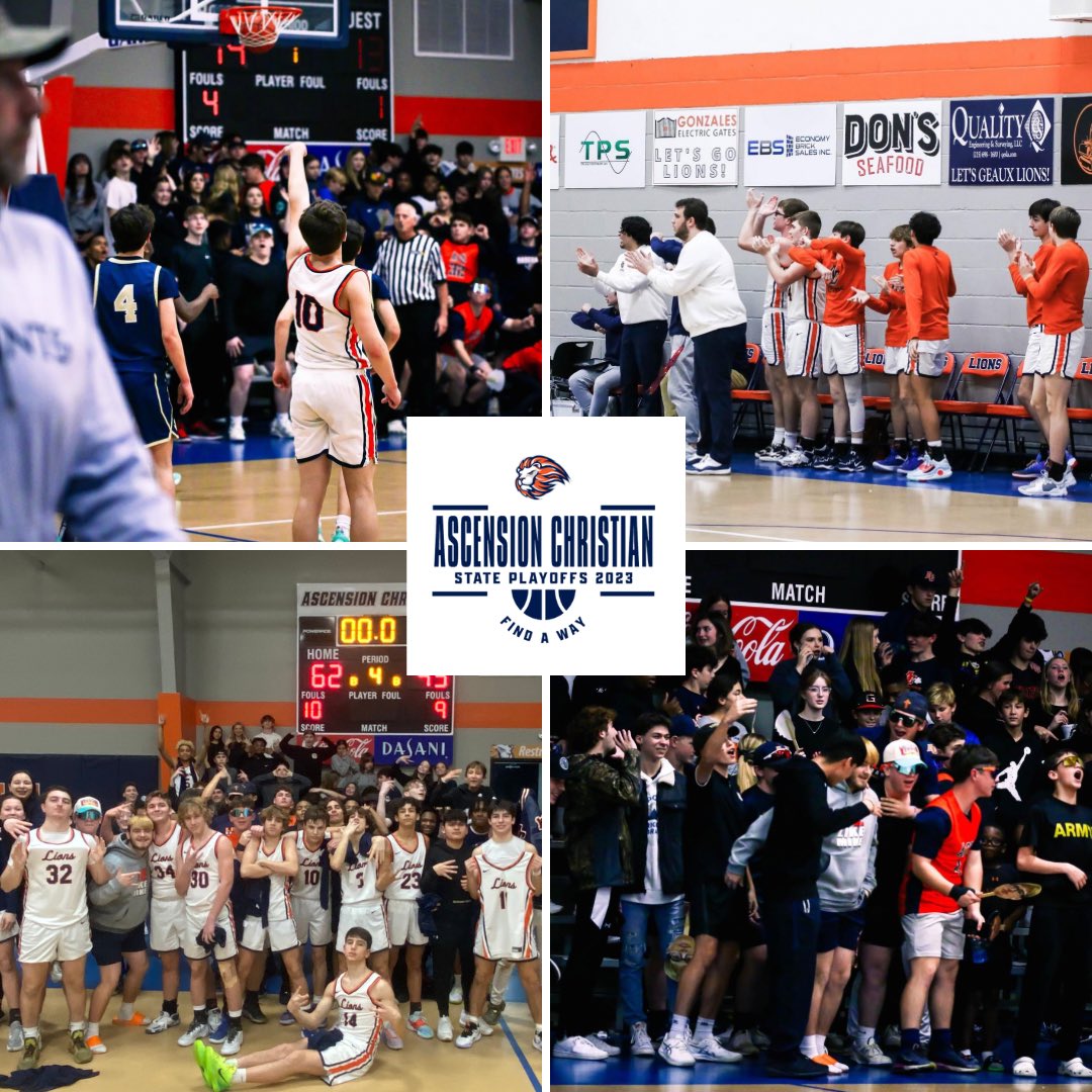 achathletics's tweet photo. Lion Nation, IT’S PLAYOFF TIME! 

The #13 ACH Lions will host #20 Catholic PC in round 1 of the 2023 Playoffs this Friday at 7:00! We can’t wait to see a packed gym Friday night! 

#FindAWay #WhyNotACH 🦁🏀 https://t.co/XG0SlQ1m6I