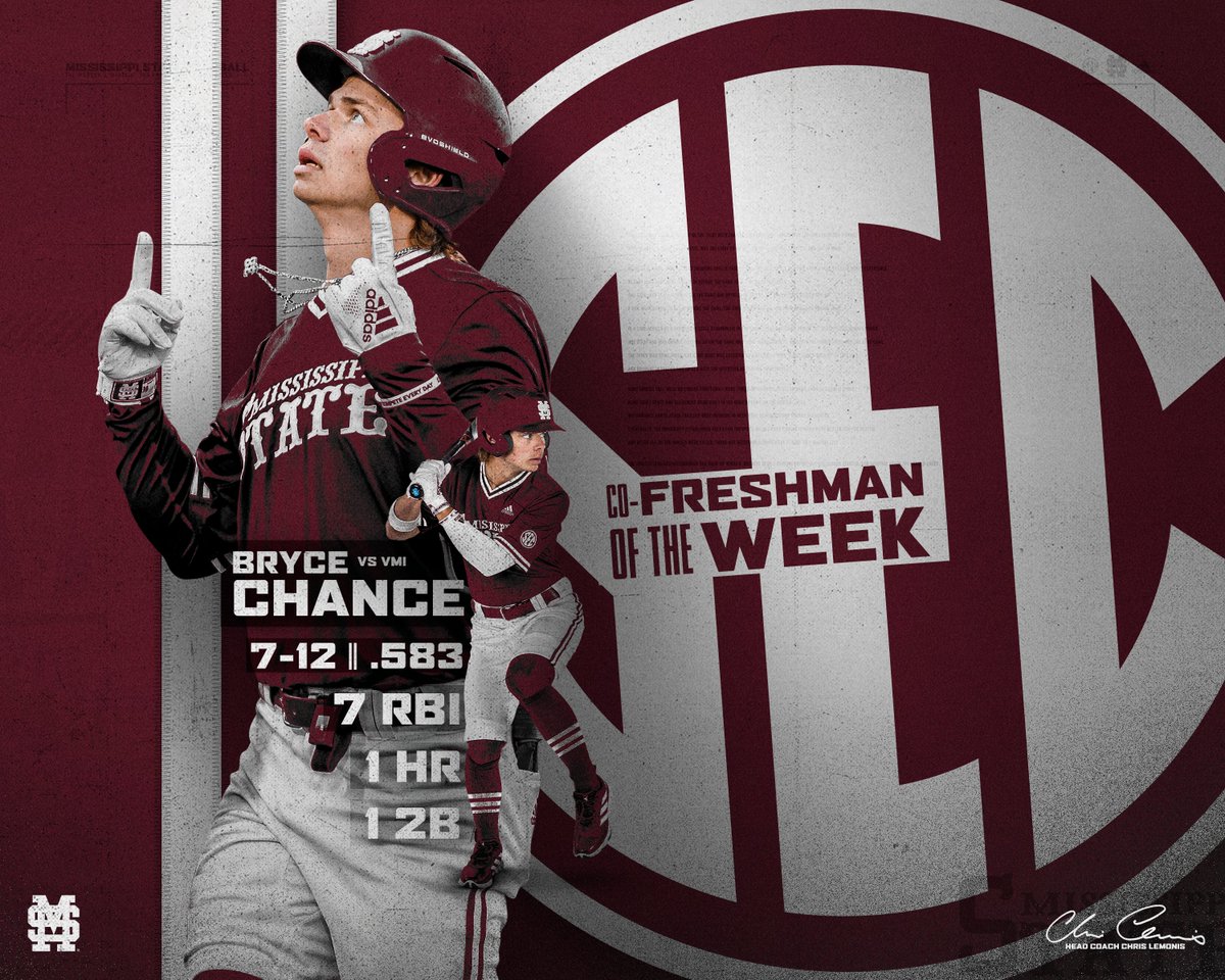 SEC Freshman of the Week honors for <a href="/BryceChance4/">Bryce Chance</a>  

🔗➡️hailst.at/3KoCEC2

#HailState🐶