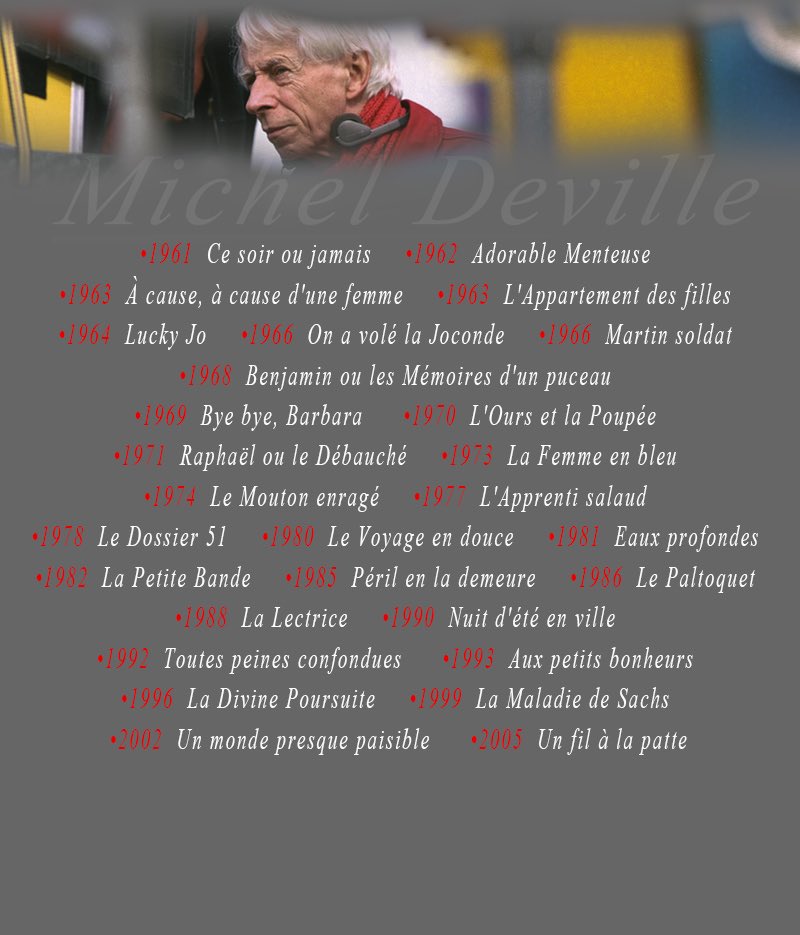 JFGuyot's tweet image. Le cinéaste Michel #Deville, qui a fait tourner Brigitte Bardot, Catherine Deneuve ou encore Michel Piccoli, est décédé le 16 février à l'âge de 91 ans et a été enterré lundi (son épouse Rosalinde à #AFP)