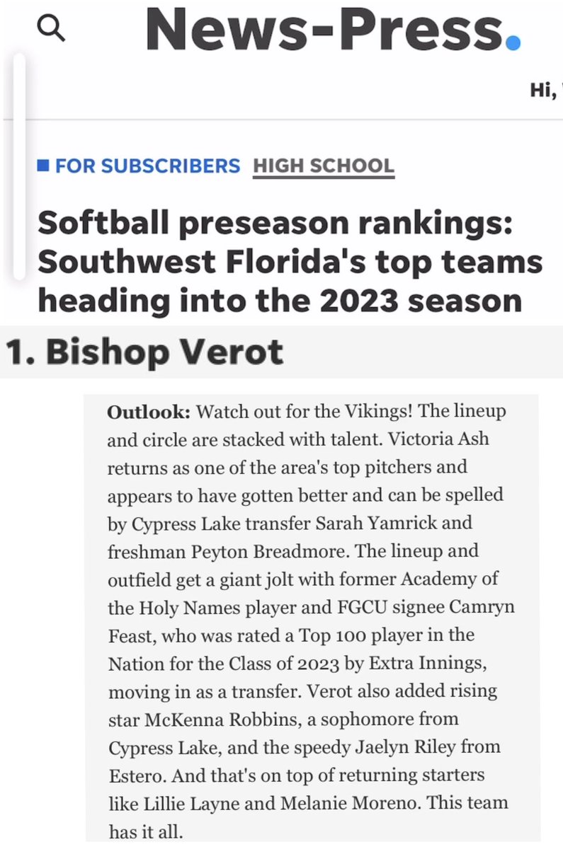 cam_feast2023's tweet photo. Thanks to @SBLiveFL &amp; @TheNewsPress for the great press releases on @BVHS_Softball. Now it’s time to get to work!😤#WingsUp #onemorering #Noflyzone @gaimpactcaymol @FGCUSBDeiros @CoachJenna33 @BillKempSports @Los_Stuff @JustAdamFisher @KlutchSports
@ByDLFernandez @Andy_Villamarzo https://t.co/UAWy9gmNG7