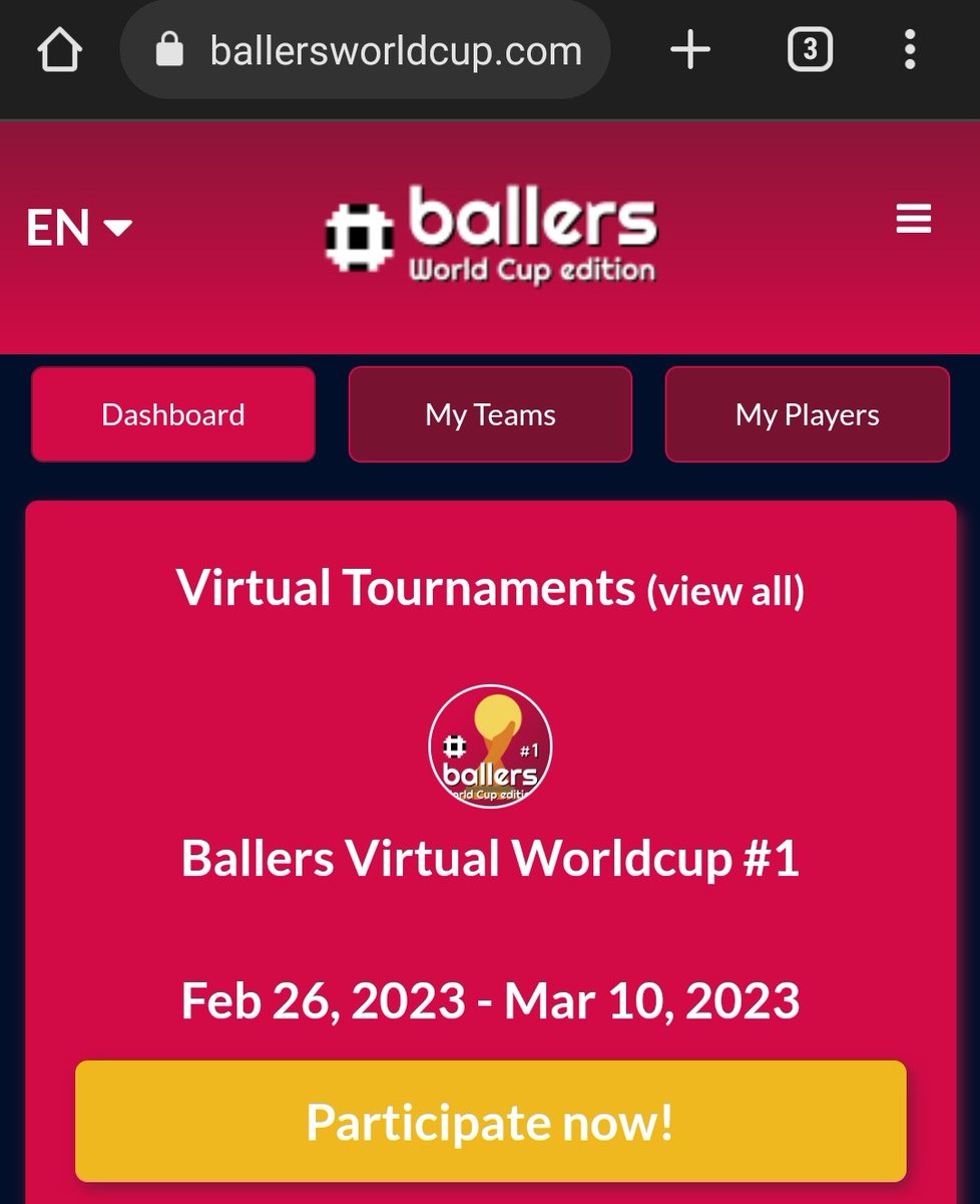 TFA 1st Virtual World Cup!! 
Own a ballersWCE NFT to qualify and participate in the virtual world cup. 
For more information on how to participate and tournament schedule, visit ballersworldcup.com  

#TFA #TFC #BallersWCE #WorldCup <a href="/TheFutbolCoin/">TFC Official</a>
