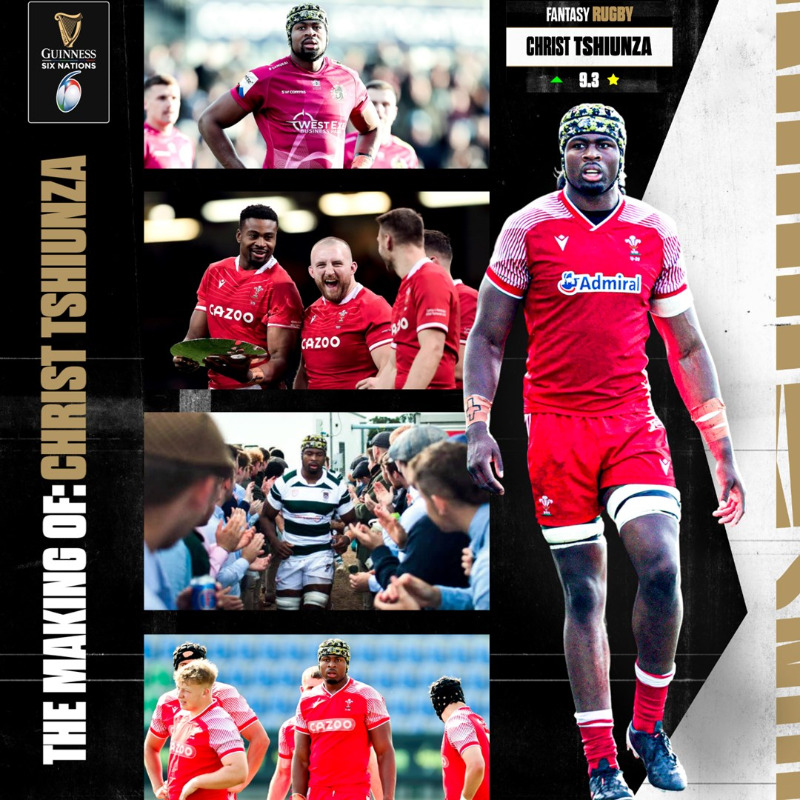 SixNationsRugby's tweet photo. 🇨🇩 Growing up in Congo
⏰ 5am paper rounds
💥 Exeter breakthrough

This is the story of Christ Tshiunza.

#GuinnessSixNations | @WelshRugbyUnion