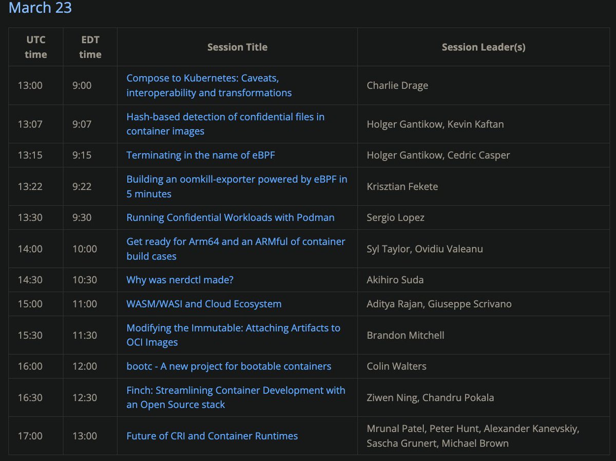 developerguyba's tweet photo. 📢🥁Registration for #ContainerPlumbing is now open!  Check out the schedule,  and do not forget to register on March 23. ☝️
#ebpf #oci #immutable #containerruntimes #wasm #wasi #nerdctl #referrersapi
➡️https://t.co/nWVSZcB91L https://t.co/UdVSrslfrF