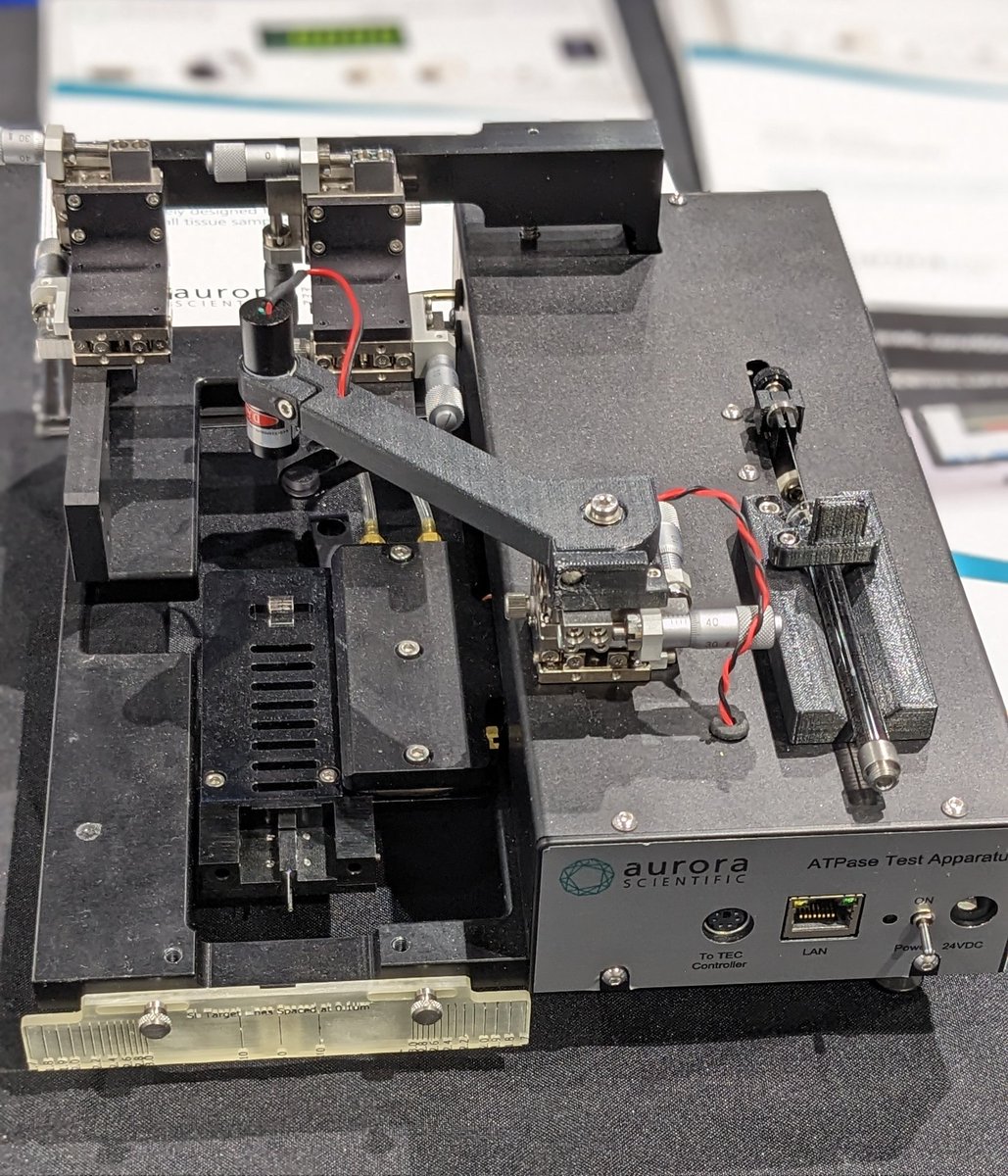 AuroraSci's tweet photo. Day two at #BPS2023 is off and running. If you haven't seen our new #804A #ATPase system swing by booth #334 to see it for yourself! Theorize. Hydrolyze. Realize. Fiber mechanics and metabolics all in one. https://t.co/7J4AYbjke8