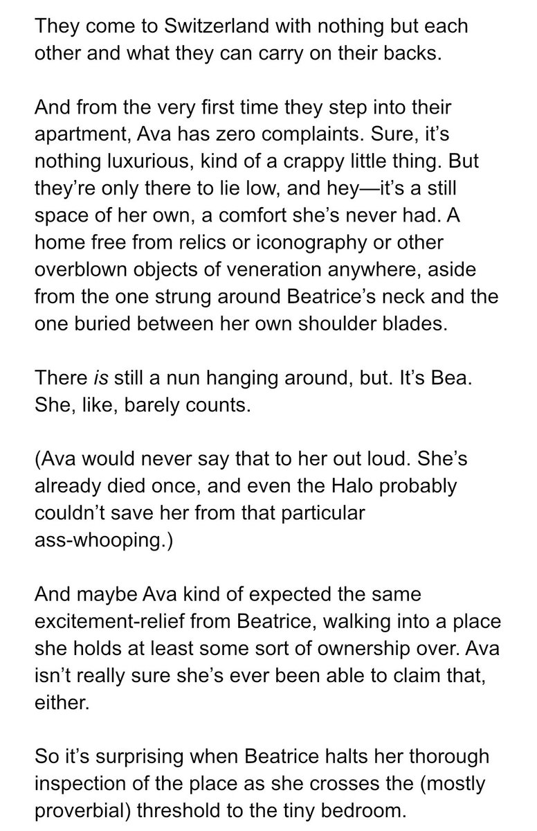 foibles_fables's tweet photo. I wrote this quick and unpolished lil’ #WarriorNun snippet a few weeks ago when I read a flash fic prompt very incorrectly (lmao), so I never shared it…but with the bedroom script now out in the wild, I figure, why not! #SaveWarriorNun #Avatrice https://t.co/jqWxJfoti2