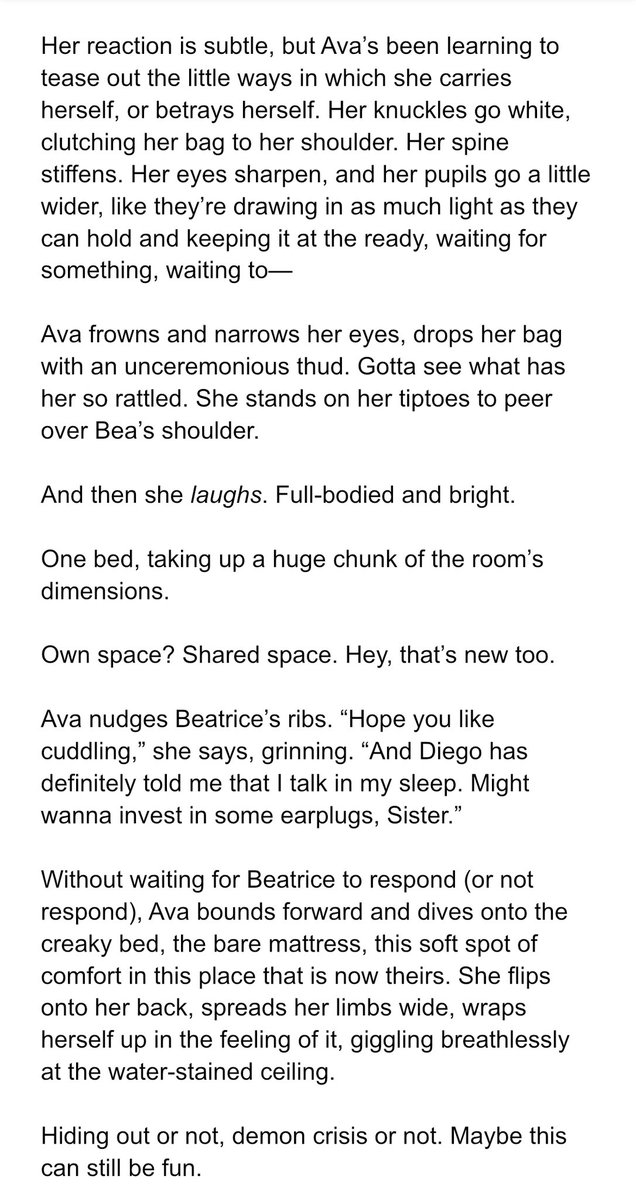 foibles_fables's tweet photo. I wrote this quick and unpolished lil’ #WarriorNun snippet a few weeks ago when I read a flash fic prompt very incorrectly (lmao), so I never shared it…but with the bedroom script now out in the wild, I figure, why not! #SaveWarriorNun #Avatrice https://t.co/jqWxJfoti2