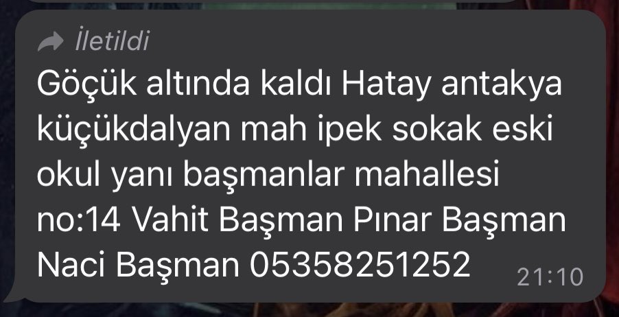 emirrsever's tweet photo. 🚨ACİL YARDIM ÇAĞRISI🚨 
#Turkey #TurkiyeDeprem #antakyahatay #hatayyardimbekliyor #depremoldu #enkazaltındayım #deprem #hatayyardimbekliyor #hatay #enkaz #ulaşamıyoruz @ahbaphatay @ahbapacil @OguzhanUgur @AFADHatay @UmkeHatay @HatayBSB @BabalaTv @ProfDemirtas https://t.co/vUCJzDSxGk