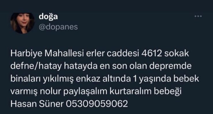hic_en's tweet photo. Bazı enkazlar bildiriliyor. Adres paylaşılıyor. Paylasilan adresler... https://t.co/lxDwpywrjy