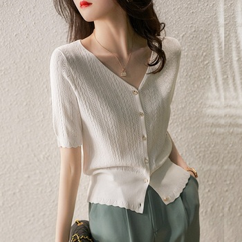 IQApparel's tweet image. Exquisite Wave Pattern Micro-Hollow Women's Cardigan 2023 Short-Sleeved V-Neck White Thin Cotton Single-Breasted Loose Knit Tops
Original price: USD 21.45
Now price: USD 13.94
 #cotton #women #singlebreasted #stylish 
Click&amp;amp;Buy :s.click.aliexpress.com/e/_DkoN9mD