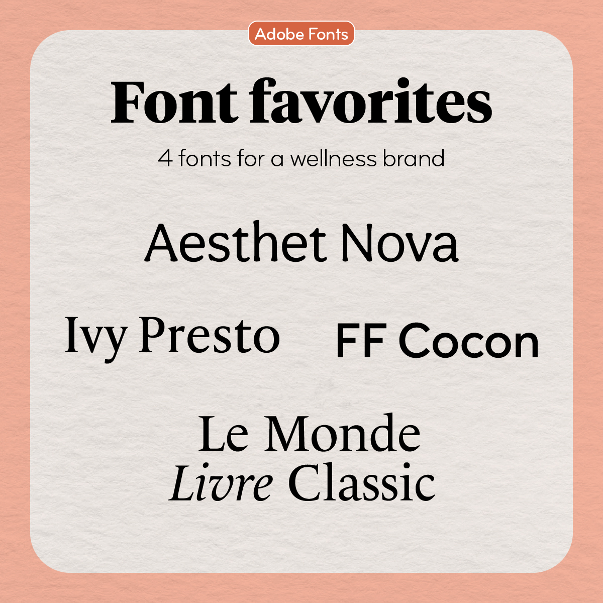 Finding the right font for your brand is no easy task, but when you get it right, it is a great tool that can communicate the voice of your brand. 👌

Think rounded, approachable, soft. Here are our top picks for wellness brands. 👇