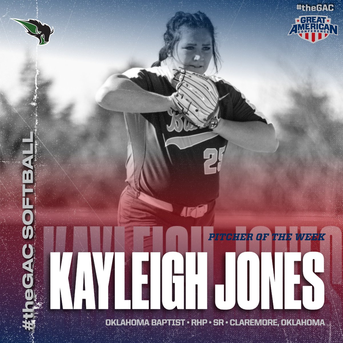 #theGAC 🥎 WEEK 3 AWARDS:
Co-Player - Grace Neal, 3B <a href="/UAMsports/">UAM Athletics</a> <a href="/UAMSoftball/">Blossoms Softball</a> &amp; Natalie Jones, 2B <a href="/SNUAthletics/">SNU Athletics</a> <a href="/SNUSoftball/">SNU Softball</a> 
Pitcher - Kayleigh Jones, RHP <a href="/OBU_Athletics/">OBU Bison</a> <a href="/OBU_Softball/">OBU Softball</a>
