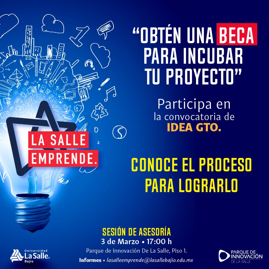 Egresados_UDLSB's tweet photo. ¿Quieres emprender y no sabes cómo hacerlo? 🙄
Obtén una beca con el apoyo de @idea_gto para incubar tu proyecto.

Contacto #LaSalleEmprende:
📲 https://t.co/5TTBUE4FY7  
✉️ lasalleemprende@lasallebajio.edu.mx

🔴 3 de marzo fecha límite para aplicar por una beca. https://t.co/HK3jKFct9p