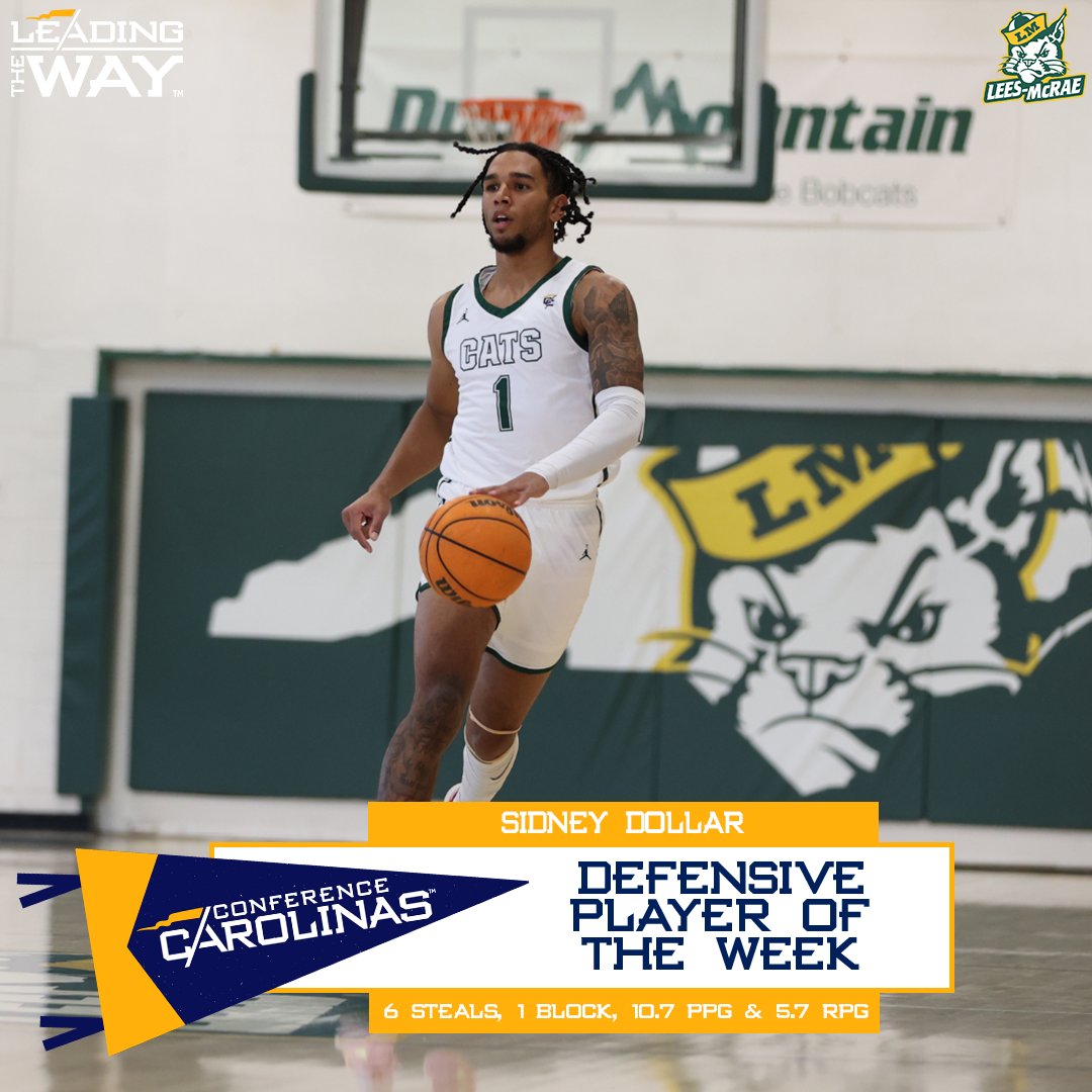 The week 1️⃣4️⃣ men's 🏀 weekly award winners are... 

Player: Donaven Hairston, <a href="/BartonAthletics/">Barton College Athletics</a>
Defensive: Sidney Dollar, 
<a href="/LMCBobcats/">Lees-McRae Athletics</a>

🔗: bit.ly/3KnbOKp
#LeadingTheWay