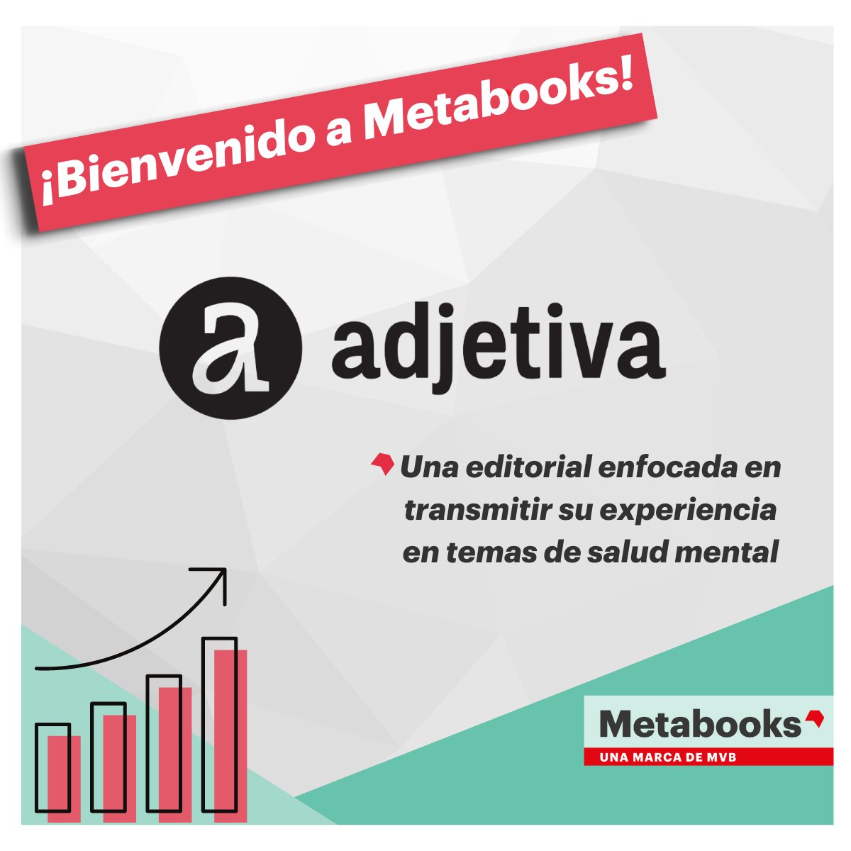 mvblatam's tweet photo. #Adjetiva es una #editorial emergente con sede en México, pero con presencia en otros países de Hispanoamérica. Su enfoque principal está orientado a temas de #saludmental.

¡Gracias por confiar en nosotros! 🤝❤️🎉

#libros #librosrecomendados #books #NovedadesMetabooks #MVB https://t.co/lMvBgIBqBp