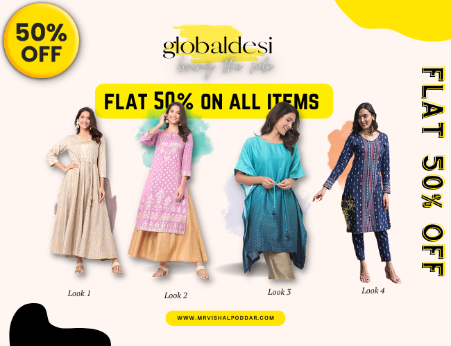 FLAT 50%OFF.... globaldesi presents (link in bio) flat 50%Off sale on it's all products ..

Go get hurry! 

#sale #fashionsale #50percentoff #ladieswear #ladiesfashion #darshana #womenswear #globaldesi  #vpstore #store4you