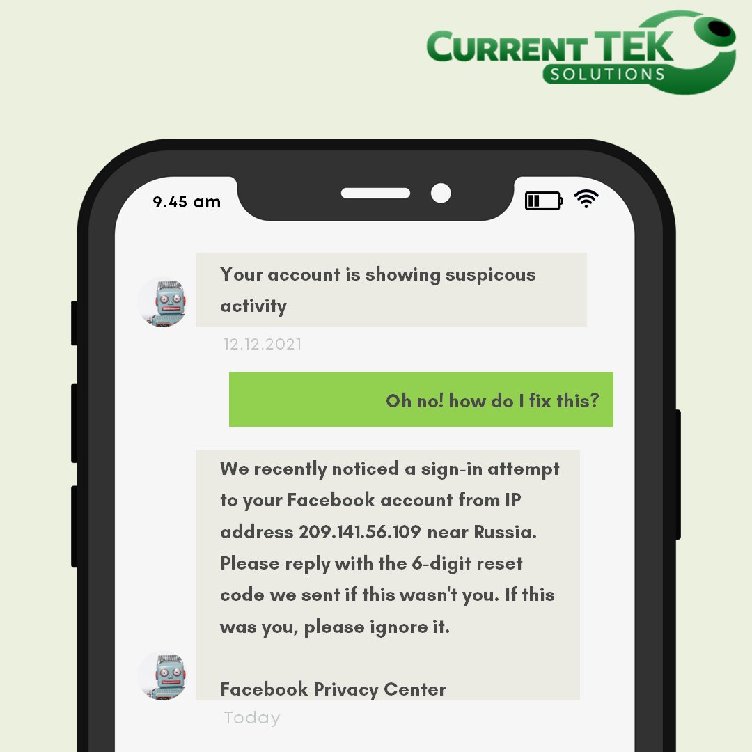 currentTEK's tweet image. #Authenticationcodescams are becoming common. Two-factor authentication adds security to your accounts. Send via text or email making it easy for scammers to steal them. Posing as a security center, fraudsters gain access to your accounts.
Never share your #authenticationcodes !