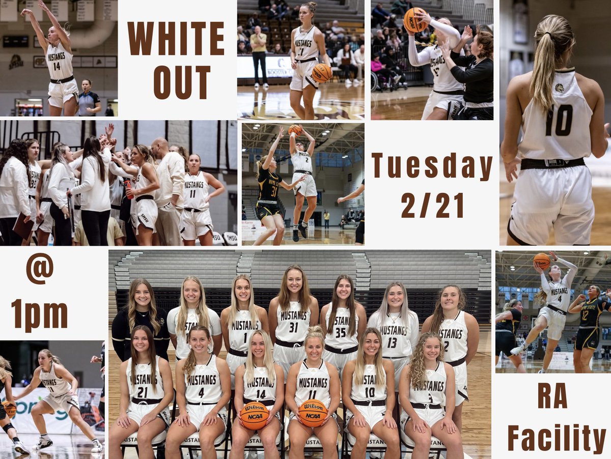 White Out Before the White Out 🐴🏀
Due to Weather the Mustangs will take on The Crookston Golden Eagles in the first round of conference playoffs TOMORROW at 1pm in the RA Facility !! 

First 200 Students get is FREE ‼️

Mustang Nation, We Will See You Tomorrow #LetsRide 🐴