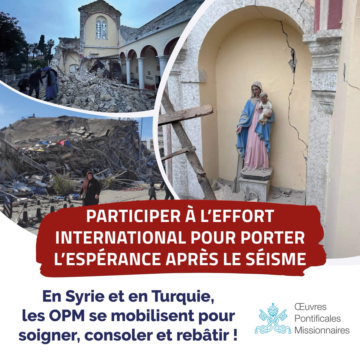Urgence Syrie-Turquie : avec les Œuvres Pontificales Missionnaires, porter l'Espérance après le séisme !

Les <a href="/OPMFrance/">OPM France</a> - Œuvres Pontificales Missionnaires s’engagent pour soigner, consoler et rebâtir avec le Christ :
credofunding.fr/fr/opm-urgence…

#syrie #turquie #séisme