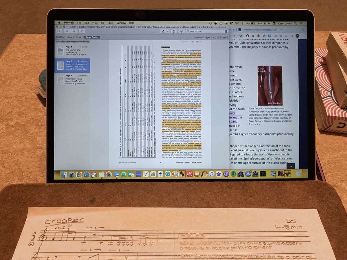 carol_j_jones's tweet image. Don’t get the flu! Never felt so horrid. Finally back to work writing my first solo bass clarinet piece on Croaker fish ✏️ #ComposerAtWork