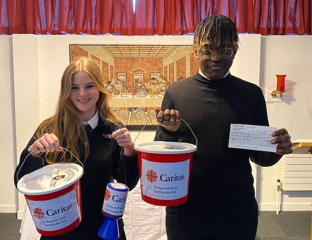 WisemanEaling's tweet photo. Cardinal Wiseman students and staff raised £2780 for the victims of the earthquakes in Turkey and Syria. This cheque is being sent to Caritas today to help with their support efforts.@Caritas_love @CaritasWestm @iamCARITAS @DOW_Ed_Service @EalingLearning https://t.co/aCUDpar52F