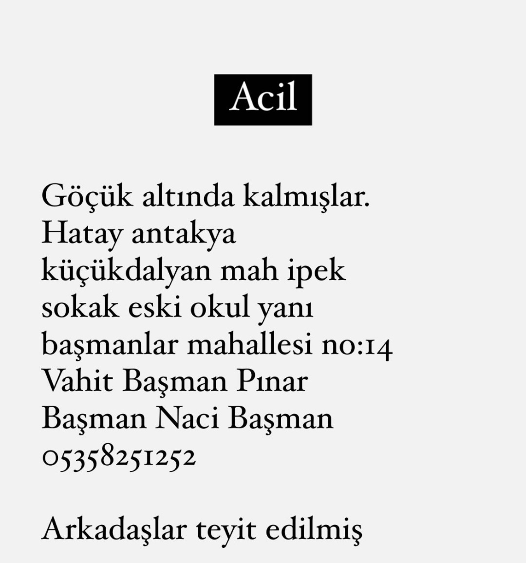🚨ACİL YAYALIM 🚨
#deprem #Hatay