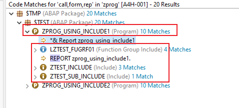 New version of the #ABAP Code Search #ADT plug-in is available.

It comes with a new option that allows searching in includes of programs. The search hits in such includes will appear as child nodes of the parent master program.  marketplace.eclipse.org/content/abap-c…