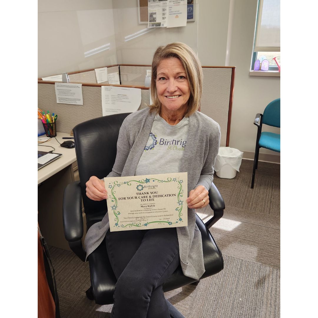 SHOUT OUT TO OUR VOLUNTEERS! They are the backbone of Birthright St. Charles.

Today we'd like to thank Mary for her five years of dedicated volunteer service supporting women & families in St. Charles. 

Thank you Mary!

#volunteeringmakesadifference #stcharlesmo #stcharles