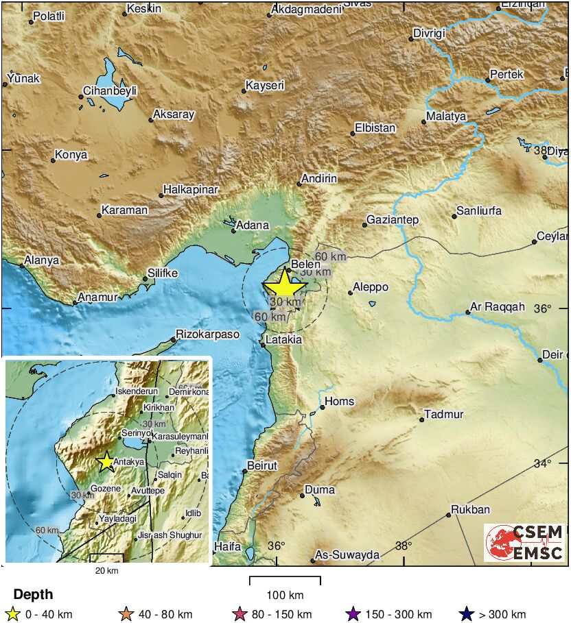 LastQuake's tweet photo. 🔔#Earthquake (#deprem, #زلزال) M4.2 occurred 1 km NW of #Antioch (#Turkey) 4 min ago (local time 21:30:54). More info at:
📱https://t.co/LBaVNedgF9
🌐https://t.co/8eYXJqSVmf
🖥https://t.co/XXxPEomh4s https://t.co/sdC7DSrkMu