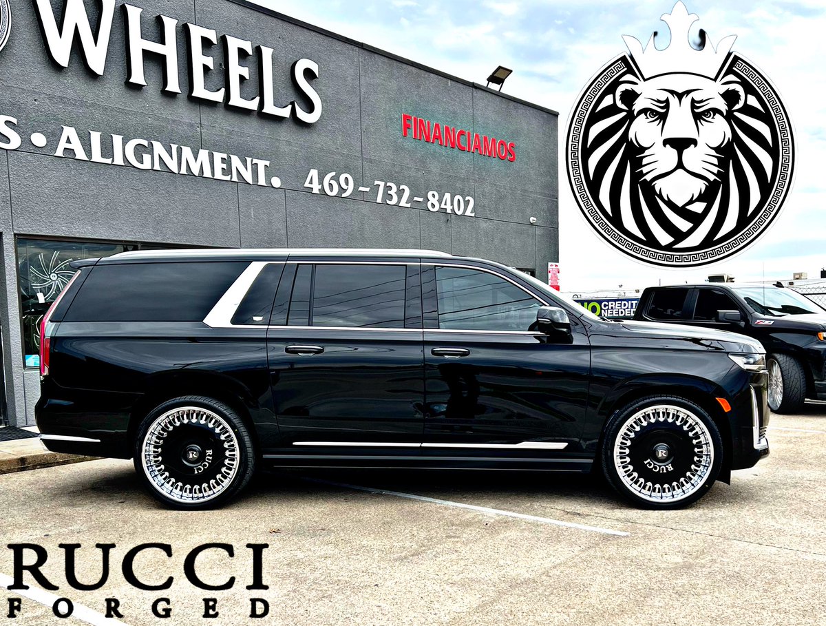 kingwtire6's tweet photo. 2023 Cadillac Escalade Platinum on custom painted 26" Rucci Miliardario and all wrapped up in 305/30R26!! #KingsWheels2 #SuspensionSpecialists #Cadillac #Escalade #Rucci #Miliardario #Luxury #Texas #Dallas #GreedyGrove #Buckner #EverythingsBiggerInTexas #RucciGetsYouCucci https://t.co/NCL0Xx7JzF