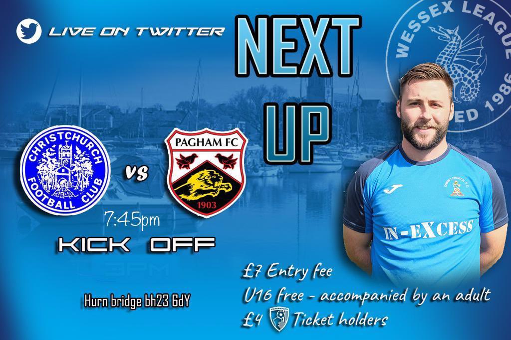 ChristchurchFC_'s tweet photo. ⚽️ | NEXT UP 🔜 

Tomorrow we are back 🏡 welcoming 1️⃣8️⃣th placed @PaghamFCNews 

@ChristchurchFC_ 🆚 @PaghamFCNews 

📅Tuesday 21st February 2023 
⏰19:45
🏟Hurn Bridge
🚘BH23 6DY

💰Please be aware that the opportunity to sponsor the match is available! 

#UTC https://t.co/rACGfDCpDR