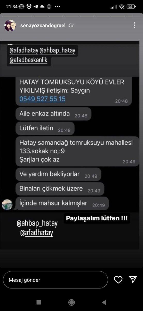huriyepehlivan's tweet photo. @OguzhanUgur Acil yardım teyitli https://t.co/5qsnu0fZ8i