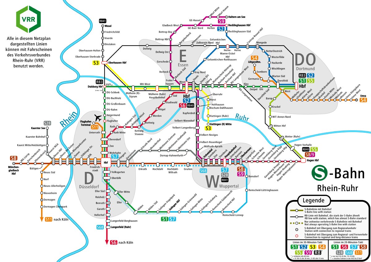 JanieBee10's tweet photo. @FelixBonn Hier die S-Bahnen im Ruhrgebiet, dazu kommen RBs, REs und ICEs plus Straßen- und U-Bahnen, H-Bahn und Busse. Öpnv kann immer noch besser, aber ich glaube nicht, dass es schlechter als 1930 ist. (Fahre Öpnv täglich im Ruhrgebiet) https://t.co/SPjozXObRy