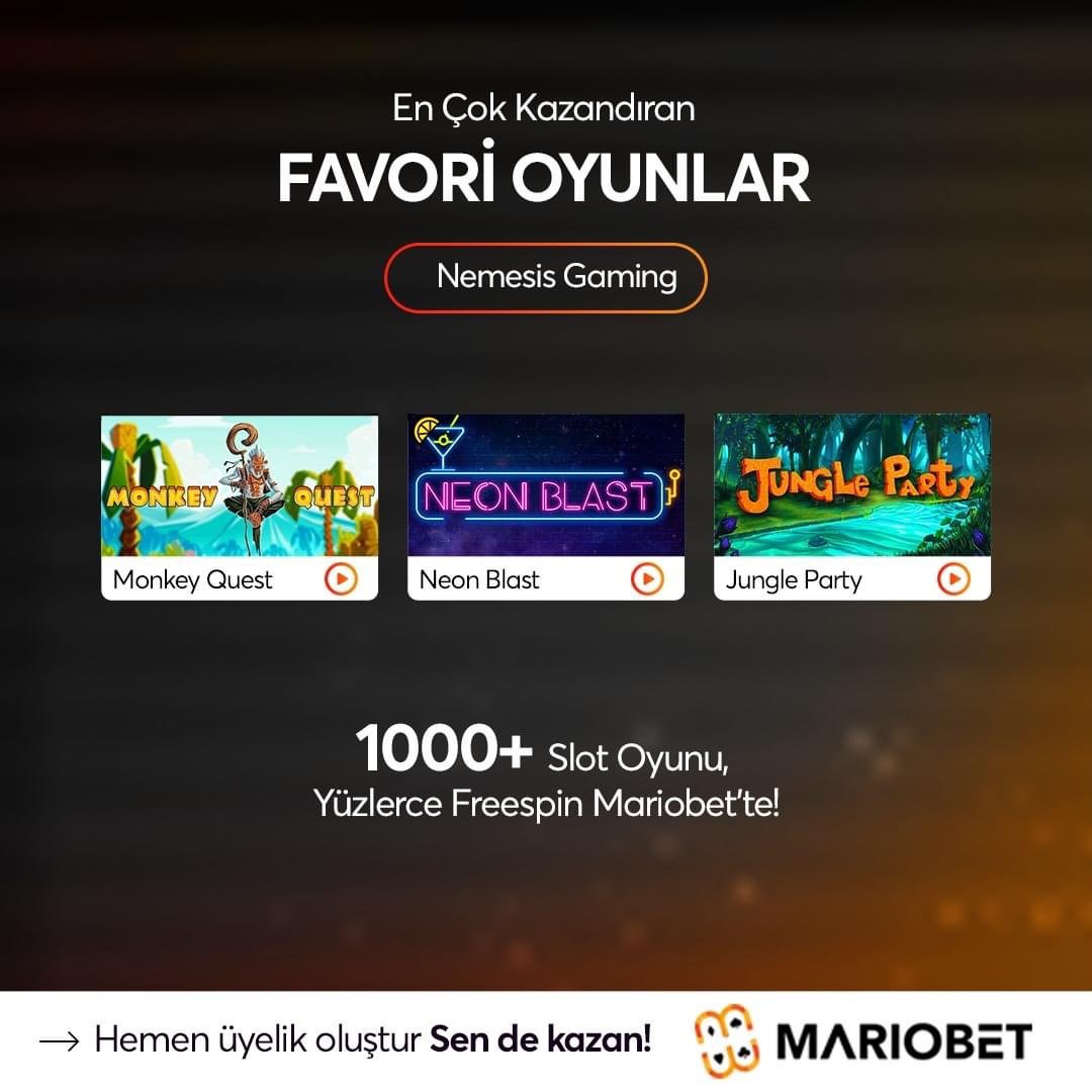 #Mariobet'te InstaPays QR ve CepBank Yatırımlarınıza %20 - 500 TRY Yatırım Bonusu 

Üye olan herkese 40 Freespin yatırımsız deneme bonusu

✅Mariobet: cutt.ly/Q3rIgJH

#supertotobet #cashwin #marsbahis #galabet
#venusbet #axbet #palacebet #betwoon
