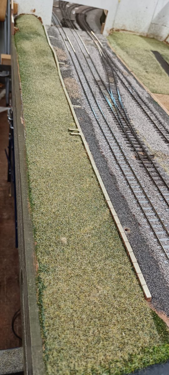 ModelRailClub's tweet photo. Amazing how quickly that changes the  look of a layout - a mix of static grass glue and the applicators (with PP3 batteries…) Ingatestone getting ready for #lfrom https://t.co/qJ6RVxfb53