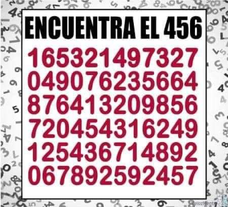 Jesuseqc's tweet photo. Encuentra el número «456» en el menor tiempo posible.
Comenta Logrado si lo encuentras. https://t.co/fGTAzLUfJ2