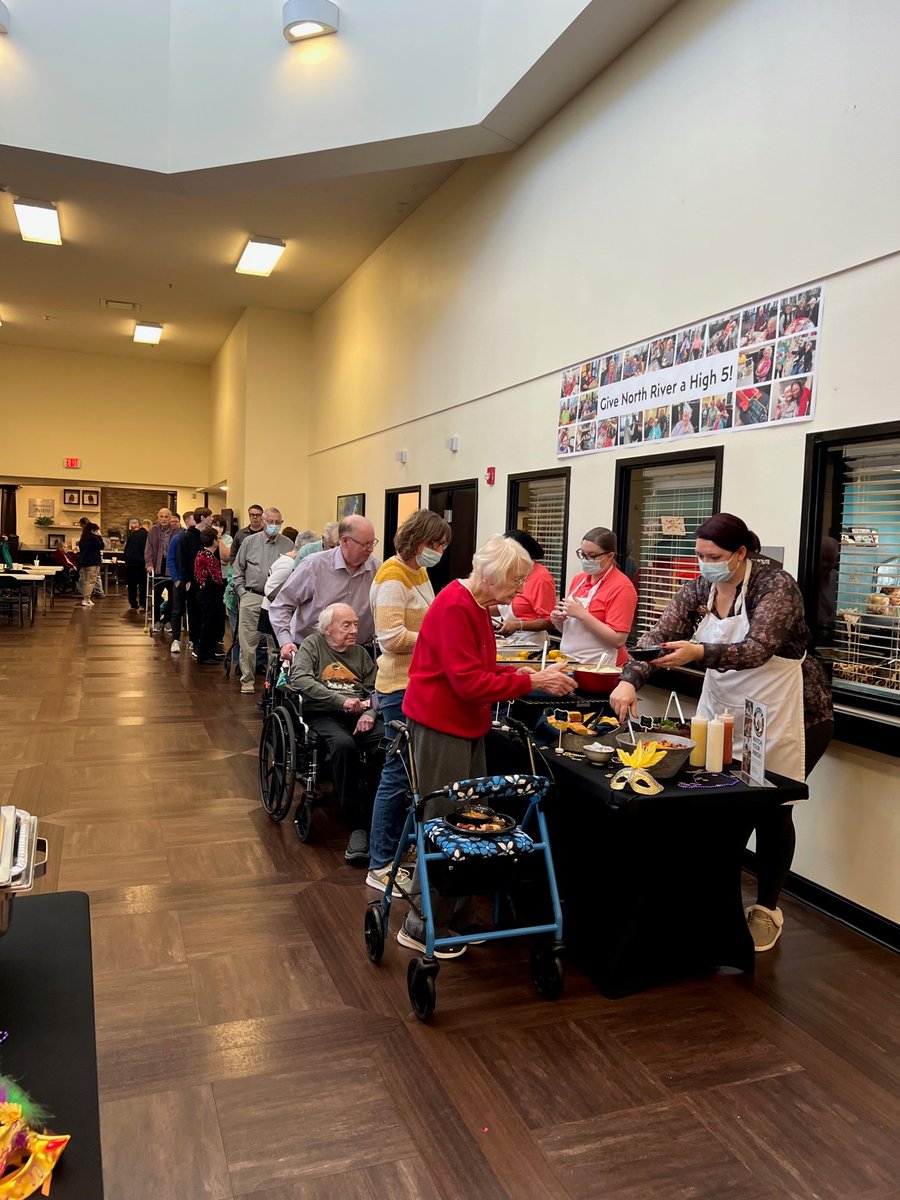 NorthRiverHC's tweet photo. We kicked off our Spring Customer Satisfaction Survey period with a Mardi Gras themed Brunch! Serving a record number of guests, Chef carved Cajun Beef Tenderloin, Shrimp Boil, Gumbo, Bread Pudding and More! https://t.co/xd8RXPGrB7