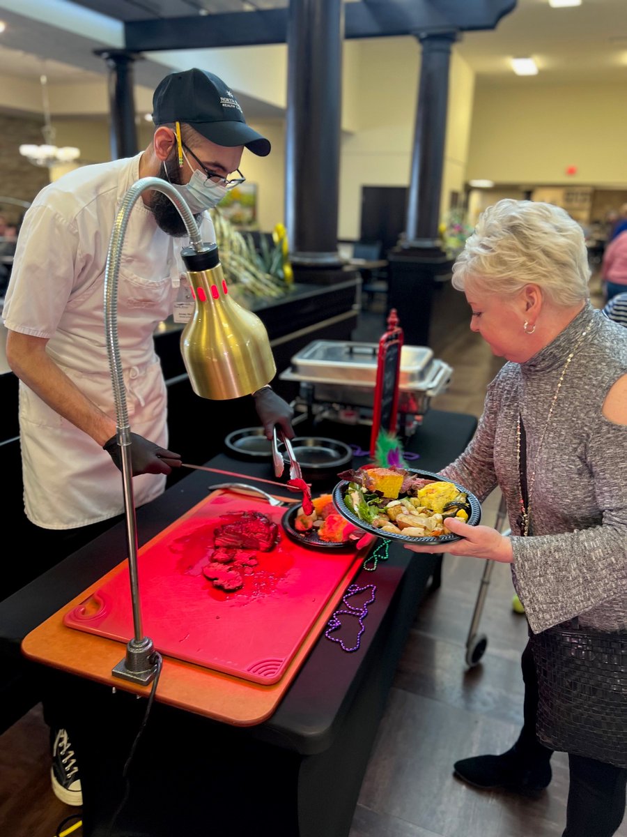 NorthRiverHC's tweet photo. We kicked off our Spring Customer Satisfaction Survey period with a Mardi Gras themed Brunch! Serving a record number of guests, Chef carved Cajun Beef Tenderloin, Shrimp Boil, Gumbo, Bread Pudding and More! https://t.co/xd8RXPGrB7