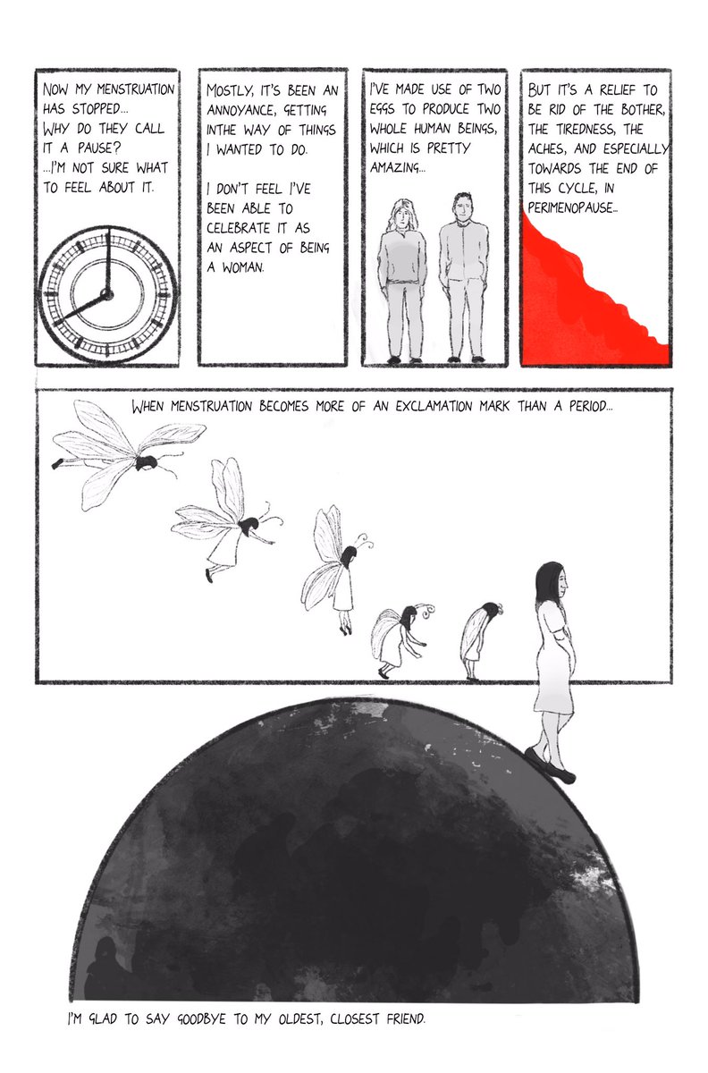 thingsbyuna's tweet photo. I don’t know how many people have seen this mini comic I did, plus it’s in black and white in the book but looks great in colour. Anyway, I think it’s one of my best cartoons. From period to menopause. You can get the book in the UK and US #ourredbook https://t.co/ZYqeiGphFM