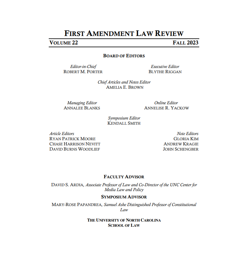 FirstAmendLRev's tweet photo. The First Amendment Law Review is excited to announce our Volume 22 Editors! These rising 3Ls represent the best and brightest of the Volume 21 Staff Writers, and we look forward to their leadership next year.
 #FALR https://t.co/EZZHL2idoS