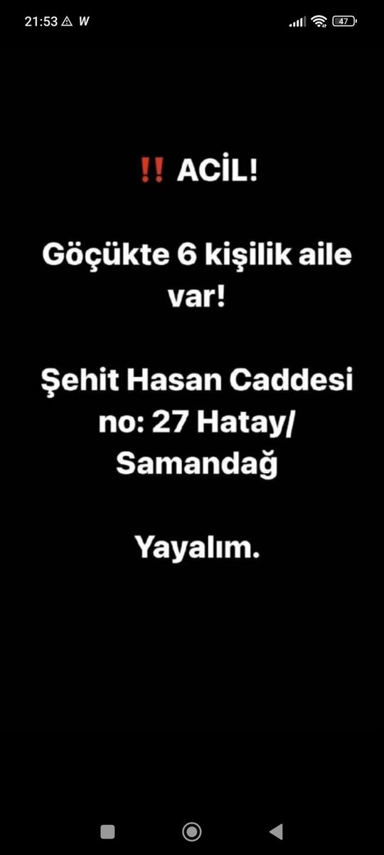 Efsan8113's tweet photo. @AFADBaskanlik 
@haluklevent 
@OguzhanUgur 
@BabalaTv https://t.co/MqPvzidowh