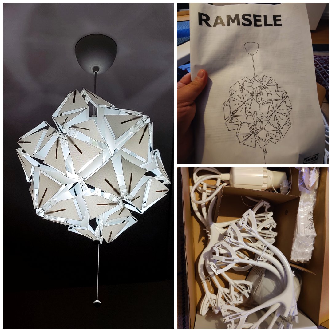 ShahzadAnsariSE's tweet photo. 🤩Just finished assembling my new #RAMSELE ceiling lamp from #IKEA! 💡It's based on a #geometric shape with #textile or felt leaves and you can dim the string by pulling it - I had no idea it would be so difficult to make, but still managed to do it! 🤗 @IKEA https://t.co/lc5EkmZkI4